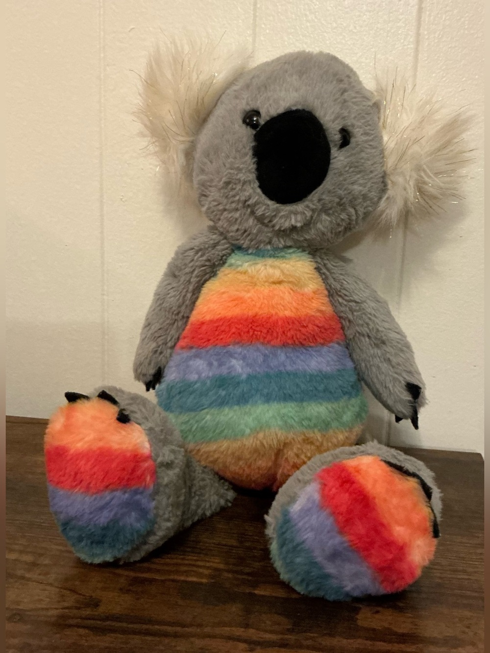 A Vintage FAO Schwarz Dreamies Rainbow Koala plush stuffed animal Toy